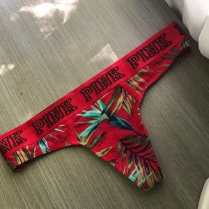 PINK Red Tropical Floral Thong (medium)